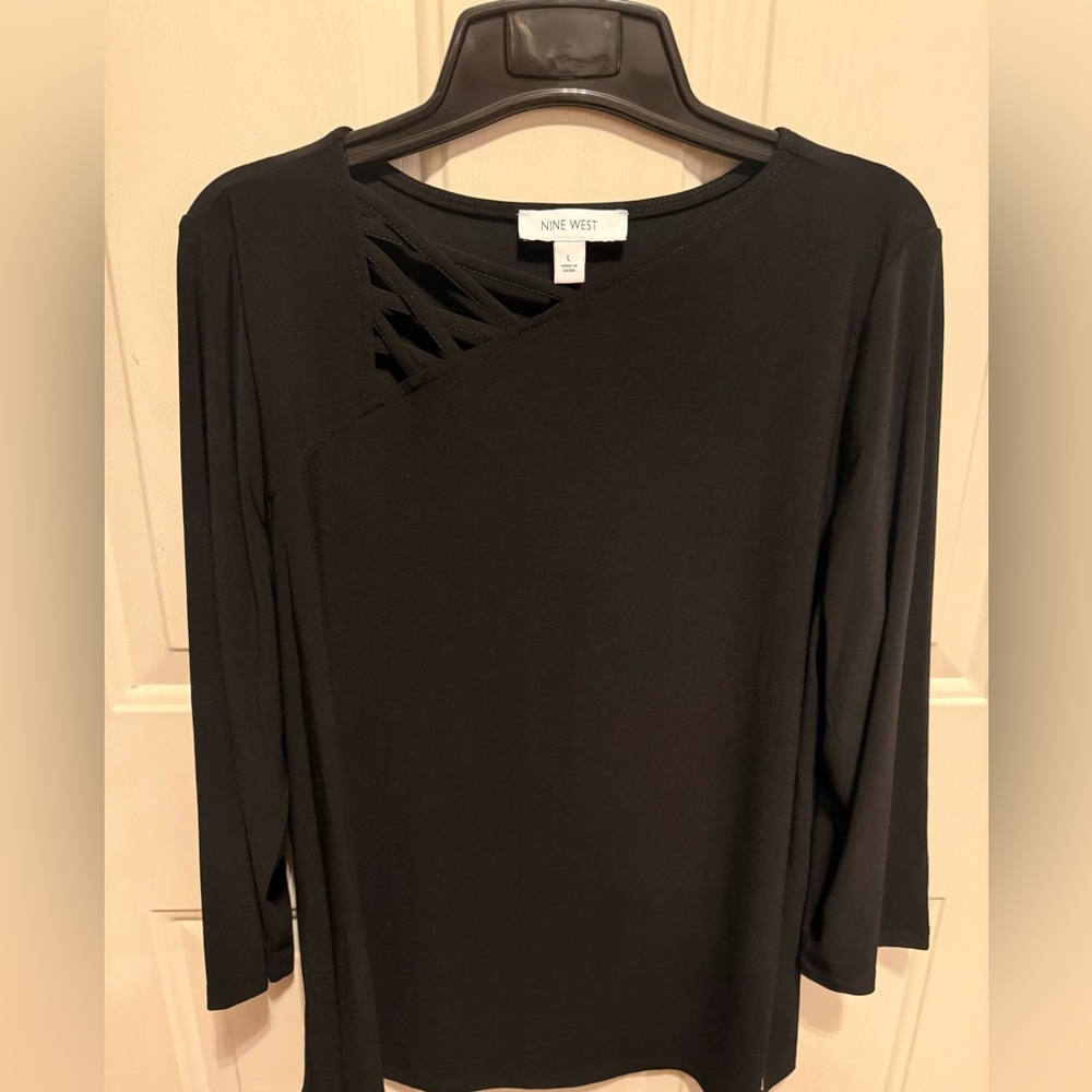 Nine West Black Asymmetrical Women's Blouse